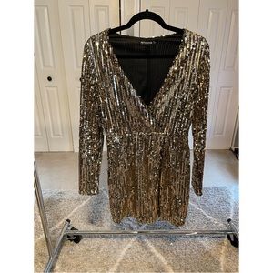 Prettylittlething Gold Sequin Dress